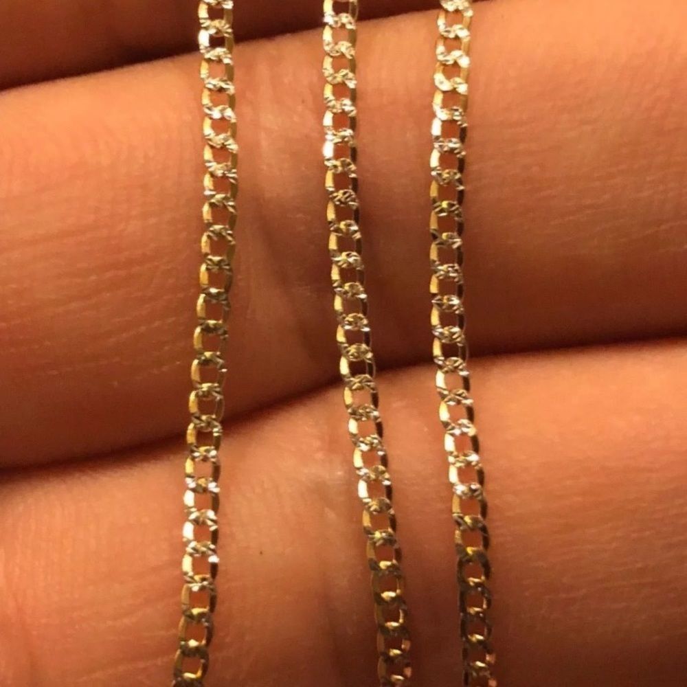 14K Solid Gold Diamond Cut Cuban Link Chain 20"
